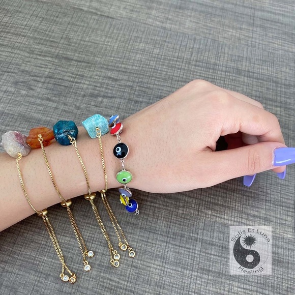 14K Gold Plated Amazonite Adjustable Bracelet - Picture 4 of 4